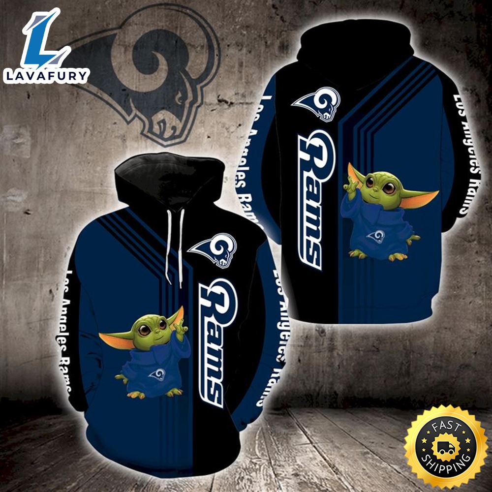 Baby Yoda Lovers Los Angeles Rams 3d Hoodie All Over Print
