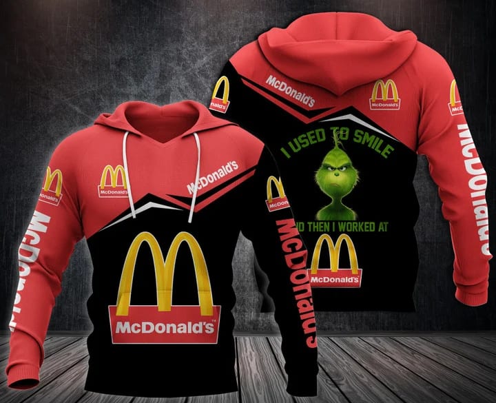Grinch I Used To Smile And Then I Worked At McDonald's Logo All Over Print Hoodie