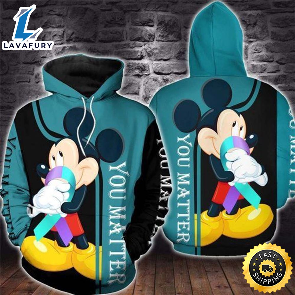 Mickey Suicide Prevention Awareness 3D Hoodie For Men For All Over Printed Hoodie