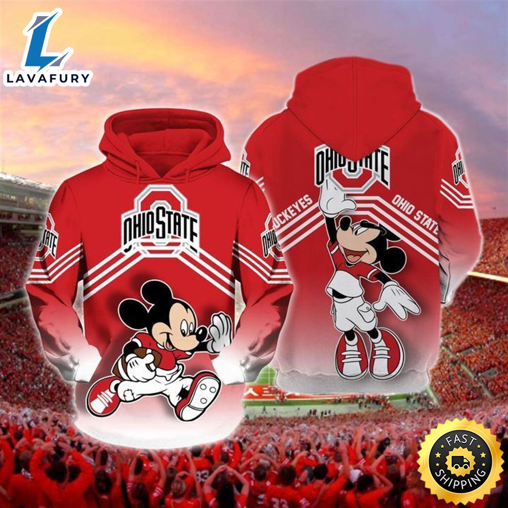 Ohio State Buckeyes Mickey 3D Hoodie For Men For All Over Printed Hoodie