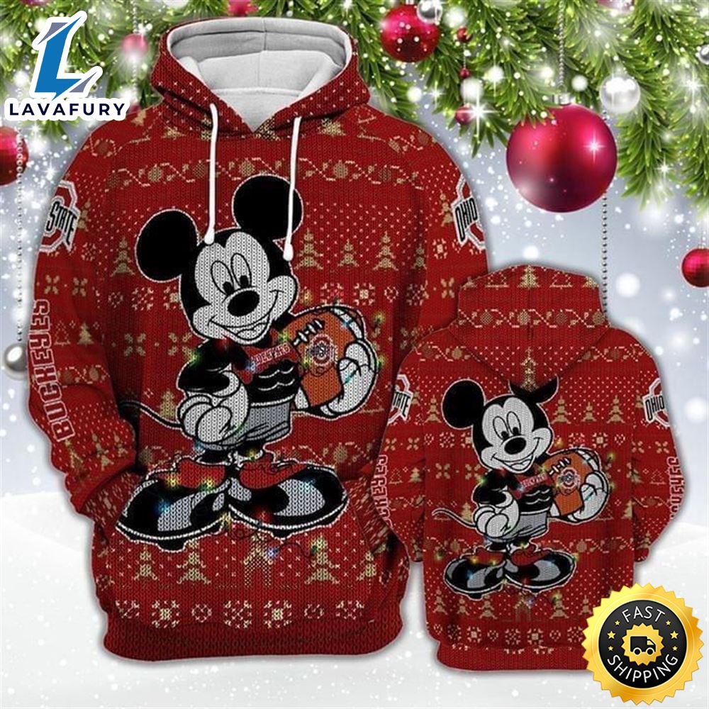 Ohio State Buckeyes Ncaa Mickey Christmas 3D Hoodie For Men For All Over Printed Hoodie