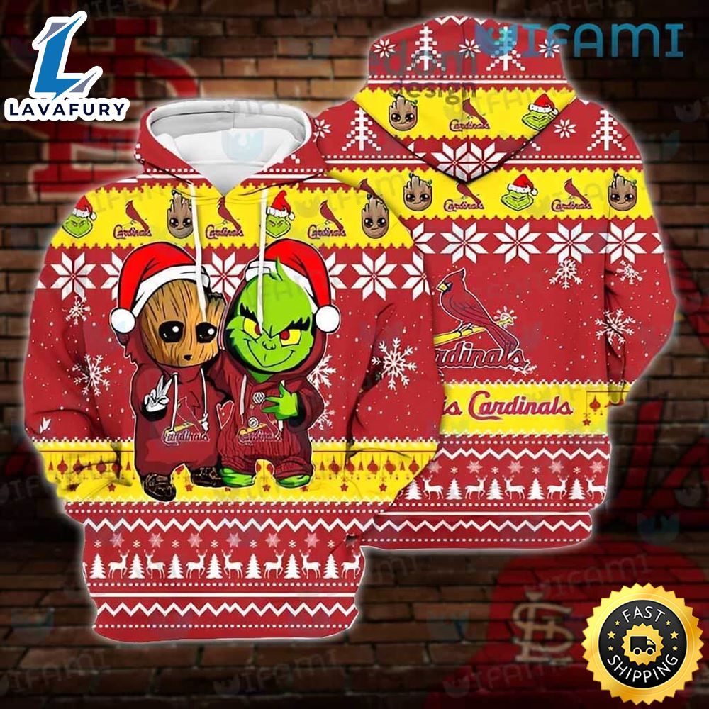 St Louis Cardinals Hoodie 3d Baby Groot Grinch St Louis Cardinals Gift