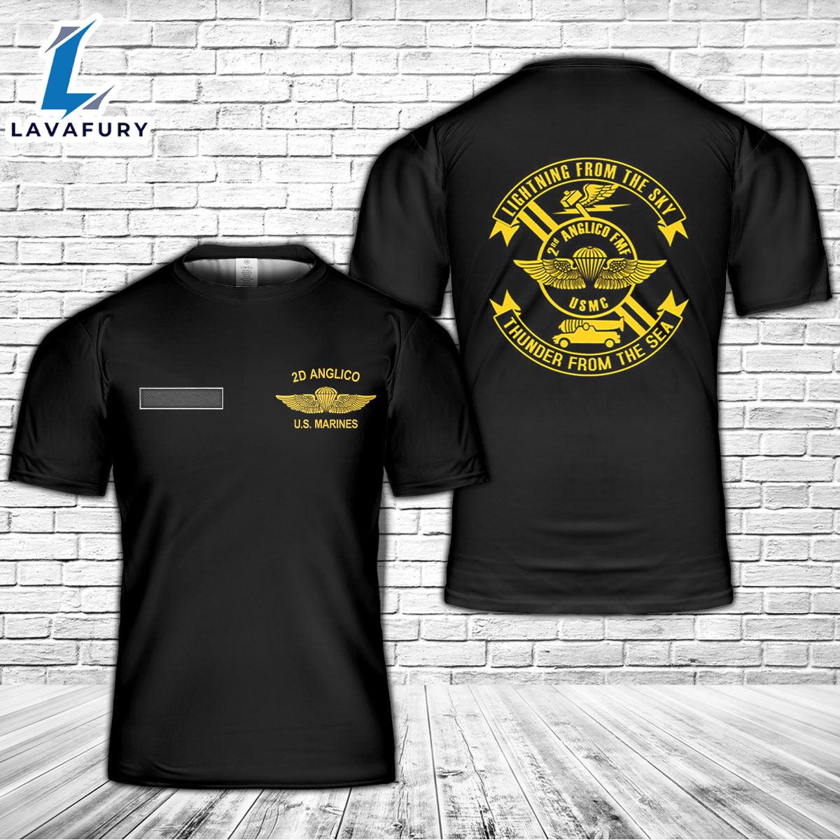 Custom Name US Marine Corp 2nd ANGLICO T-Shirt 3D 4th Of July Shirt