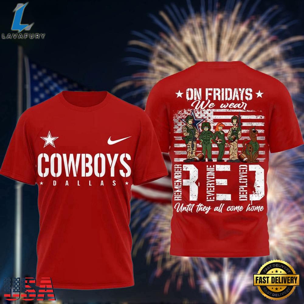 Dallas Cowboys Scooby-Doo Red Friday Military 2026 All Over Print T Shirt
