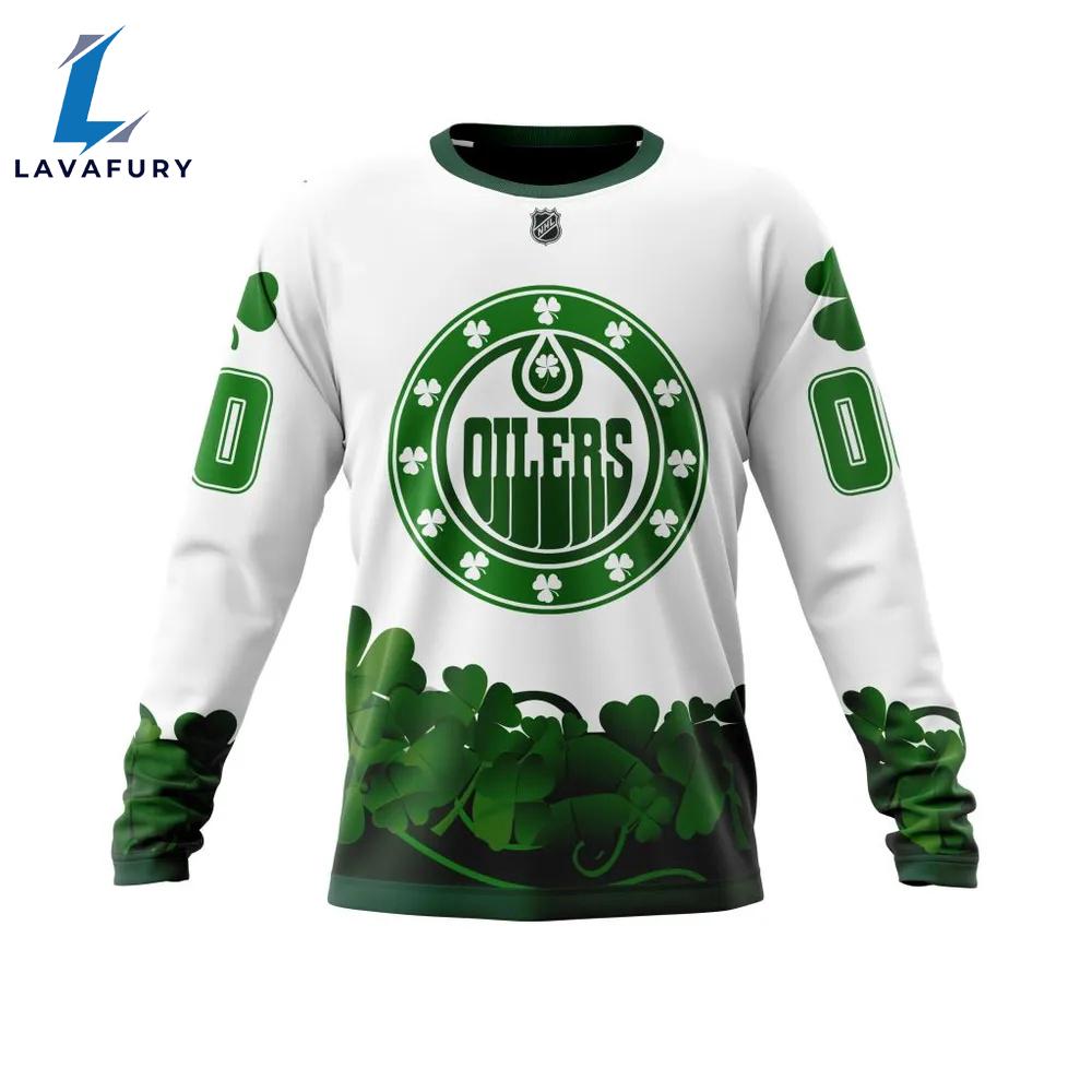 Edmonton Oilers Happy St.Patrick Days Jersey Long Sleeved Sweatshirt