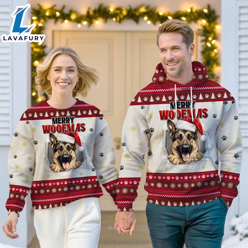 German Shepherd Dog Merry Woofmas Christmas Sweatshirt & Hoodie Gift Christmas