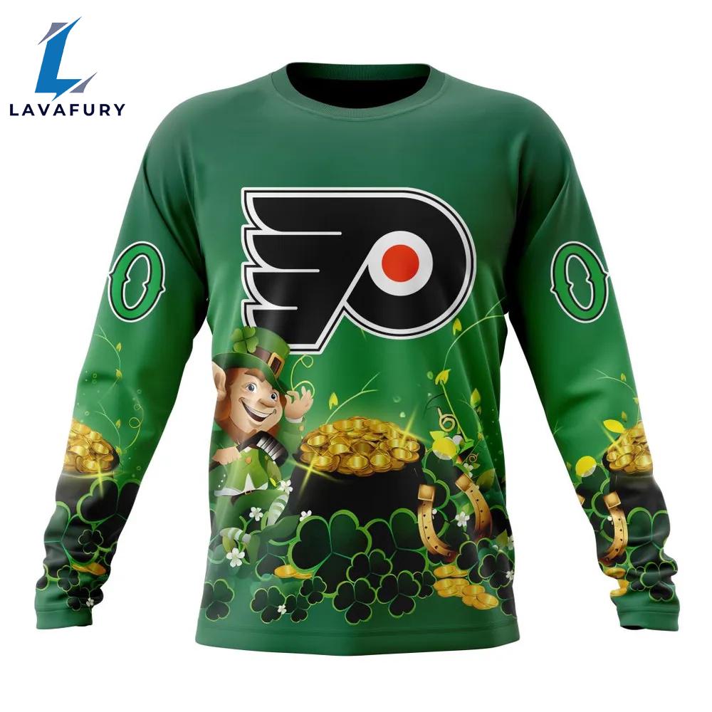 NHL Philadelphia Flyers Special Design For St.Patrick Day Long Sleeved Sweatshirt