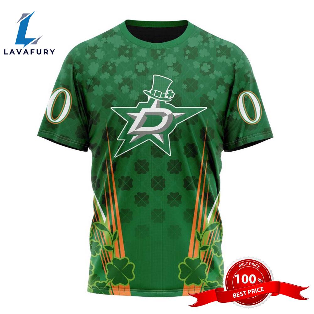 Personalized NHL Dallas Stars Full Green Design For St. Patrick's Day All Over Print Shirts
