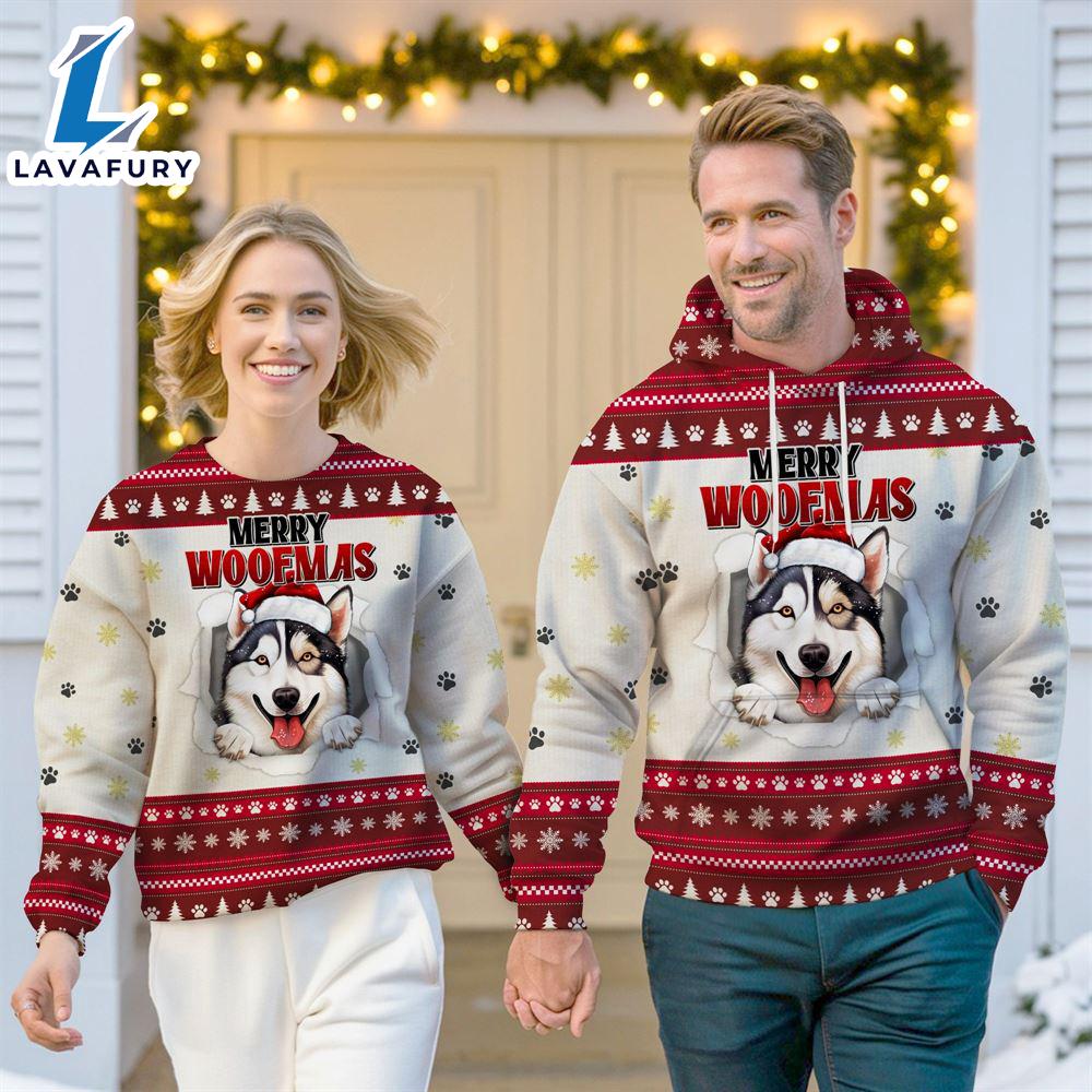 Siberian Husky Dog Merry Woofmas Christmas Sweatshirt & Hoodie Gift Christmas